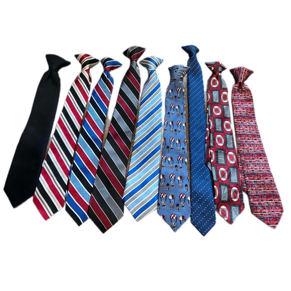Wonder Nation Class Club Boys Clip-On Necktie Lot 9pc Multicolor Striped Novelty